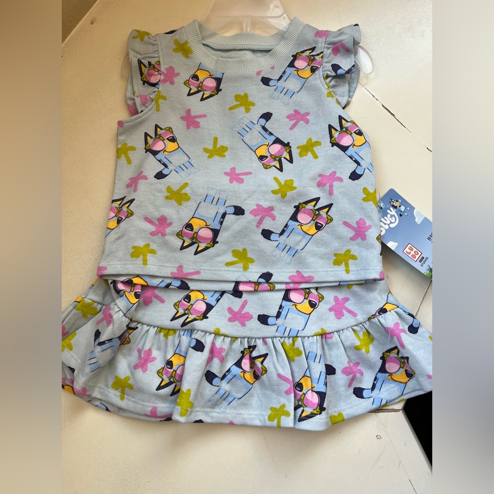 Bluey 2 Piece Shirt and Skirt Set with shorts